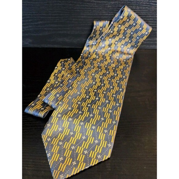 Stefano Conti High End Italian Silk Men's Tie Necktie 58" Silver & Gold NICE - Picture 1 of 8